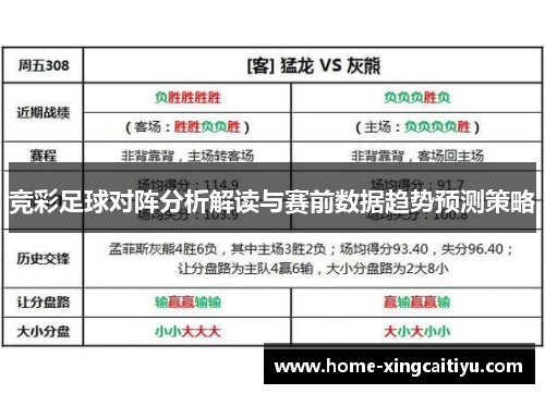 竞彩足球对阵分析解读与赛前数据趋势预测策略